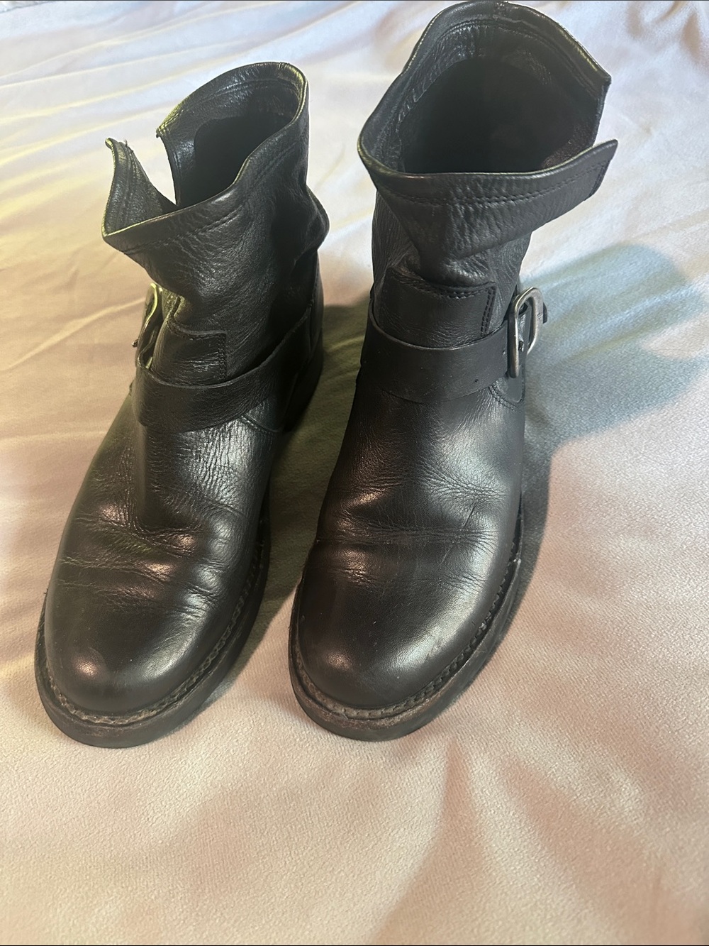 Women’s Frye Black Leather Buckle Boots